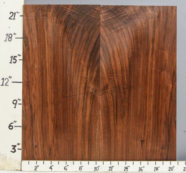 AAAAA CURLY MARBLED CLARO WALNUT BOOKMATCH 20"7/8 X 22" X 4/4 (NWT-0076C)