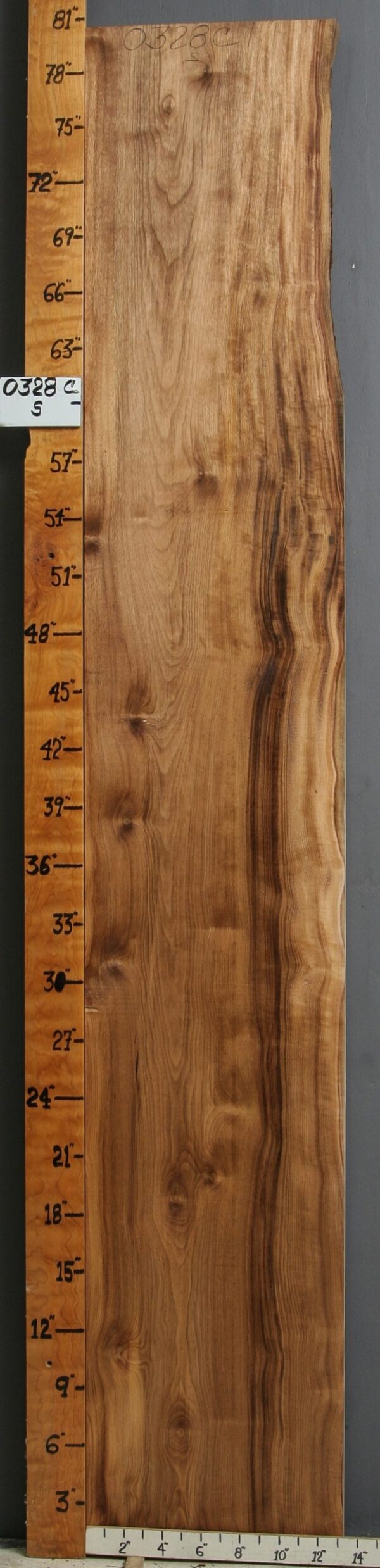 AAAAA STRIPED CURLY MYRTLEWOOD LUMBER 13" X 80" X 10/4 (NWT-0328C)