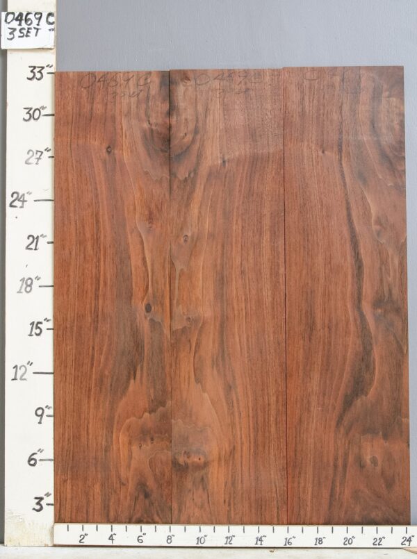 AAAAA MARBLED CLARO WALNUT 3 BOARD SET 24"1/4 X 33" X 4/4 (NWT-0469C)