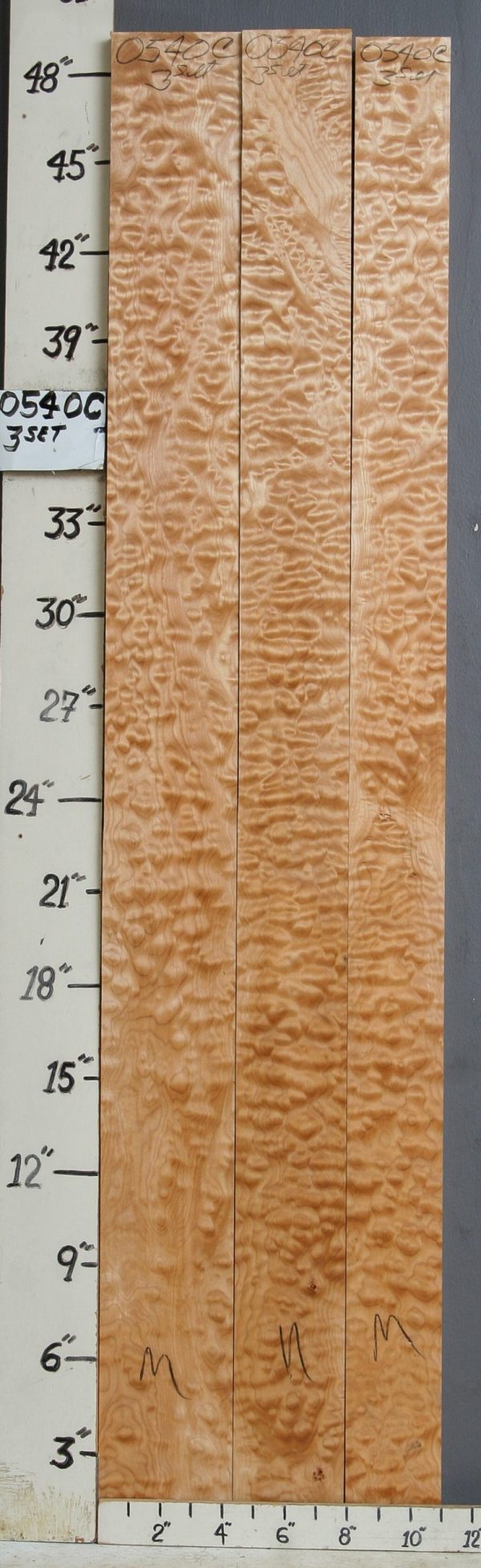 MUSICAL QUILTED MAPLE 3 BOARD SET 10"7/8 X 49" X 5/4 (NWT-0540C)