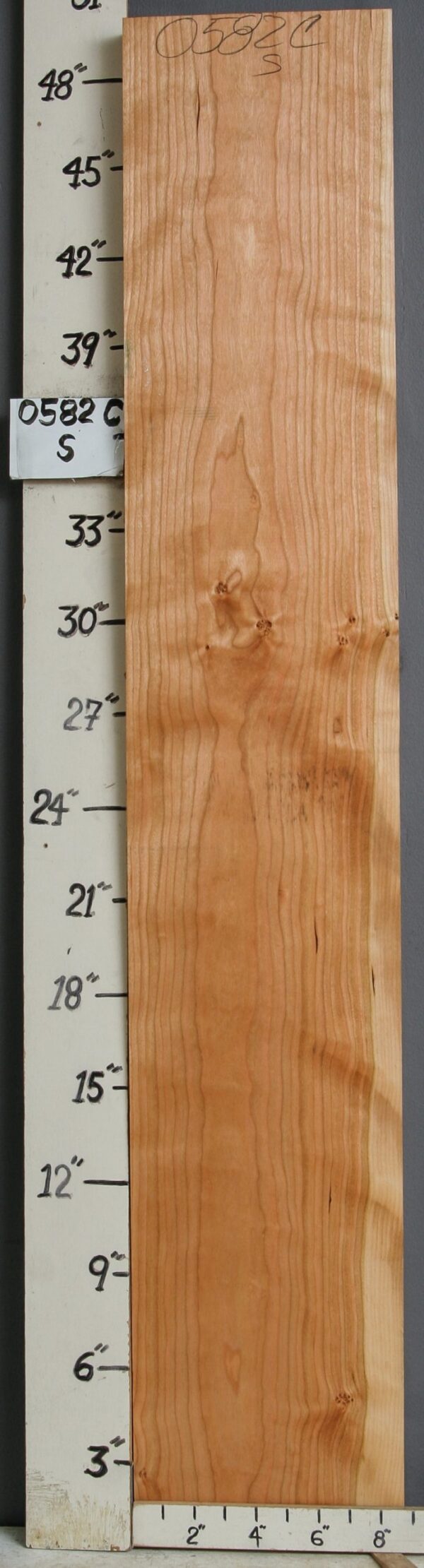 AAAAA CURLY CHERRY LUMBER 8"3/4 X 49" X 1"3/4 (NWT-0582C)