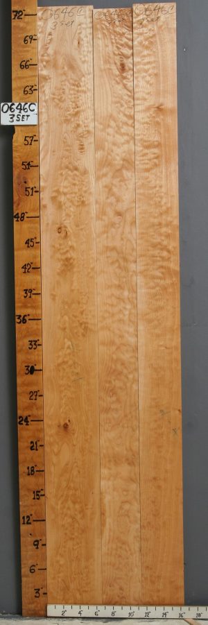 AAAA QUILTED MAPLE 3 BOARD SET 16"1/4 X 72" X 4/4 (NWT-0646C)