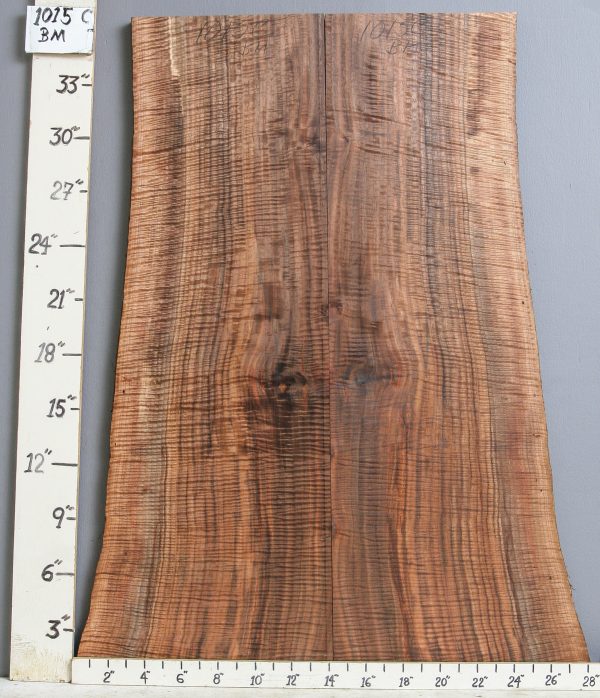 AAAAA CURLY MARBLED CLARO WALNUT BOOKMATCH WITH LIVE EDGE 21"1/2 X 36" X 4/4 (NWT-1015C)