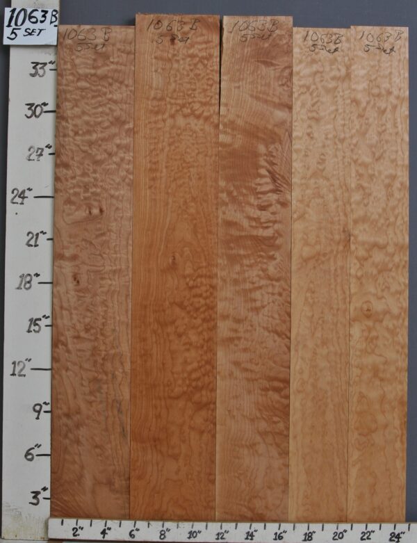 AAAA QUILTED MAPLE 5 BOARD SET 24"1/2 X 36" X 4/4 (NWT1063B)