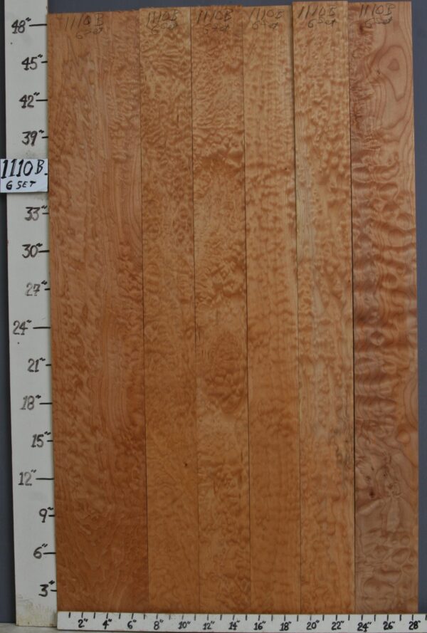 AAAAA QUILTED MAPLE 6 BOARD SET 28"1/2 X 48" X 4/4 (NWT1110B)