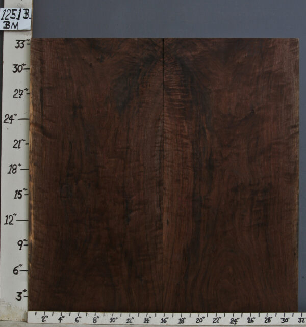 AAAAA CURLY MARBLED CLARO WALNUT BOOKMATCH 31"1/2 X 33"1/2 X 6/4 (NWT1251B)