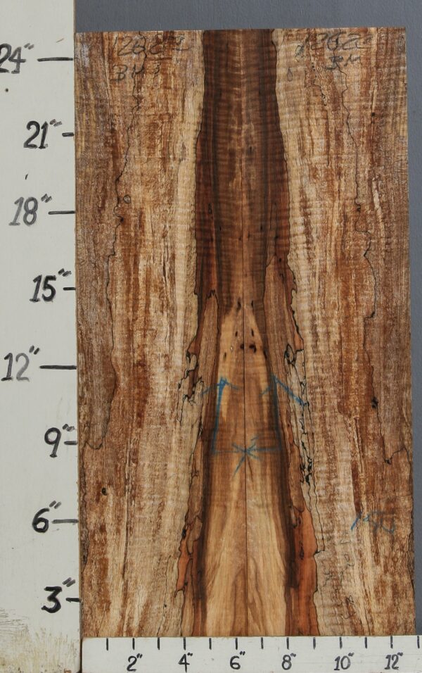 AAAAA SPALTED CURLY MAPLE MICROLUMBER BOOKMATCH 13" X 25" X 3/8 (NWT-1262C)