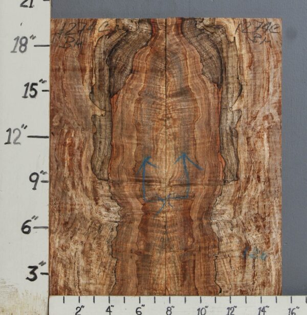 AAAA SPALTED MAPLE MICROLUMBER BOOKMATCH 15"1/4 X 19" X 3/8 (NWT-1274C)