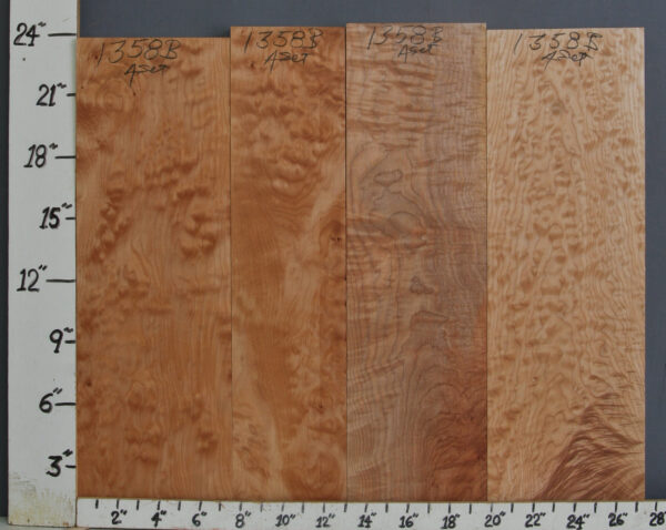 AAAAA QUILTED MAPLE 4 BOARD SET 27"1/2 X 24"?X 6/4 (NWT1358B)