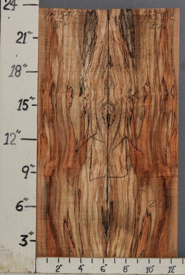 AAAAA SPALTED MAPLE MICROLUMBER BOOKMATCH 12"1/2 X 23" X 3/8 (NWT-1454C)