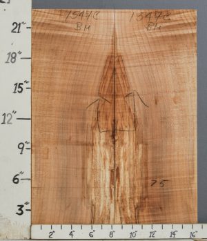 AAAAA SPALTED CURLY MAPLE MICROLUMBER BOOKMATCH 16"1/2 X 22" X 1/2 (NWT-1547C)