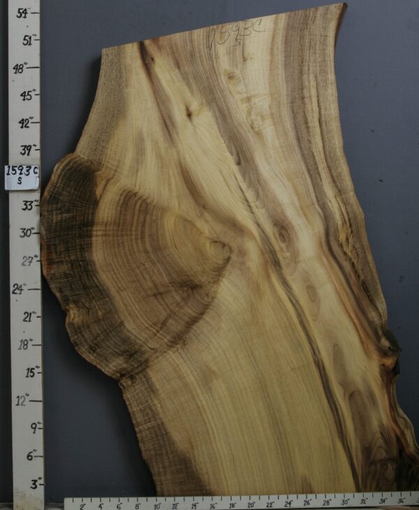 AAAAA CURLY MARBLED MYRTLEWOOD LIVE EDGE SLAB 33" X 51" X 2" (NWT-1593C) - Image 2