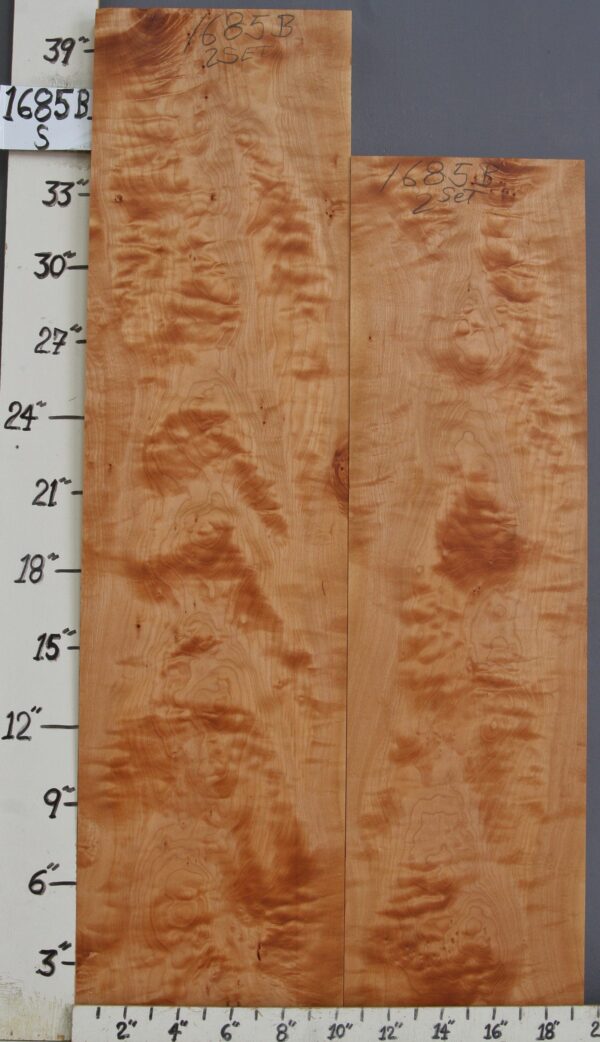 AAAAA QUILTED MAPLE 2 BOARD SET OF LUMBER 19"1/2 X 34" X 8/4 (NWT1685B)