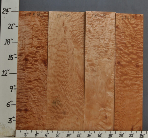 AAAAA QUILTED MAPLE 4 BOARD SET 24" X 24" X 4/4 (NWTB1744)