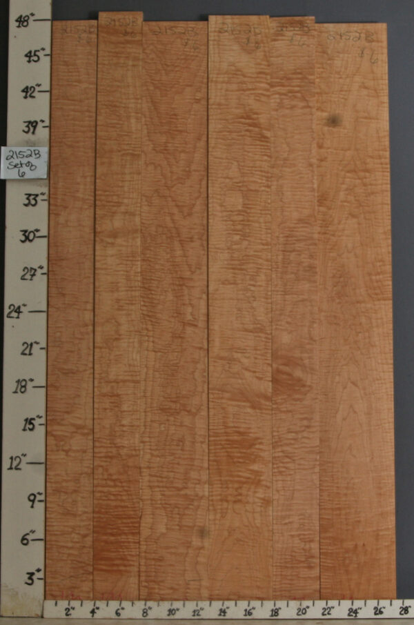 MUSICAL CURLY MAPLE 6 BOARD SET OF LUMBER 27" X 48" X 4/4 (NWT2152B)