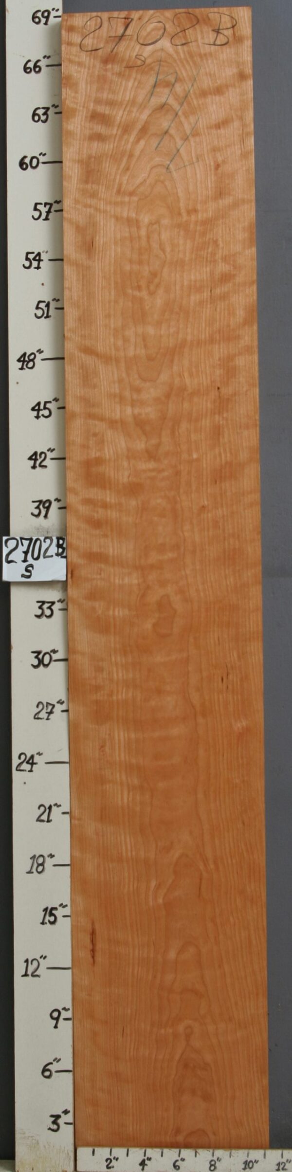 AAAAA CURLY CHERRY LUMBER 11"3/8 X 68" X 7/4 (NWTB2702)