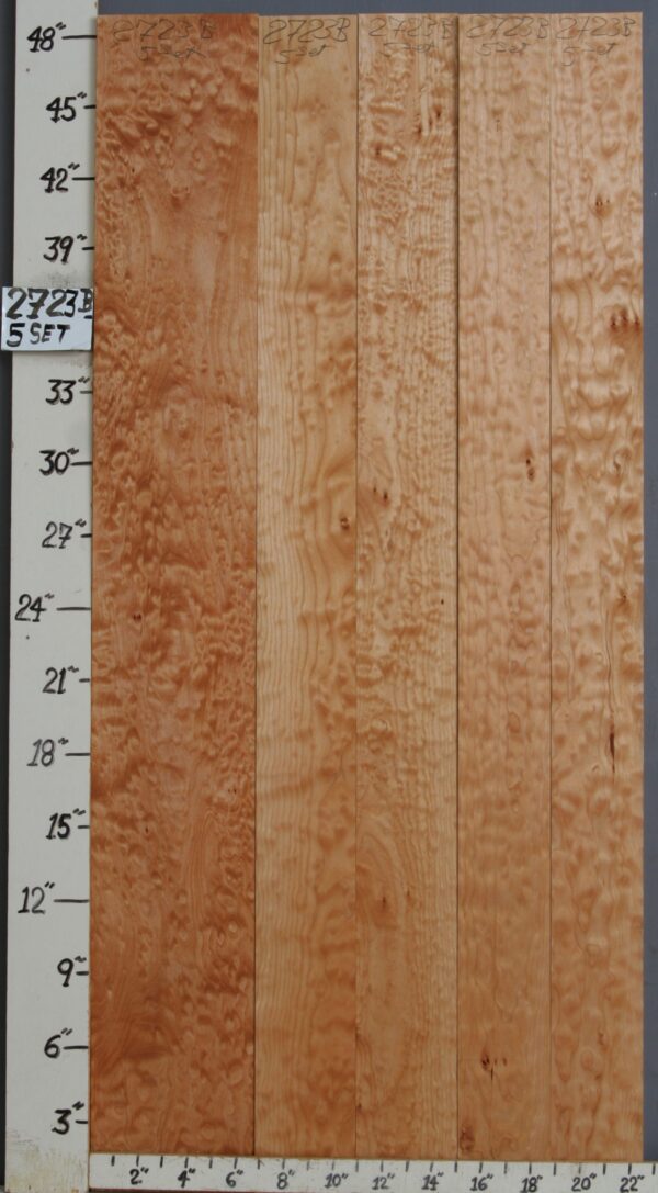 AAAAA QUILTED MAPLE LUMBER 5 BOARD SET 22"1/2 X 48" X 4/4 (NWTB2723)