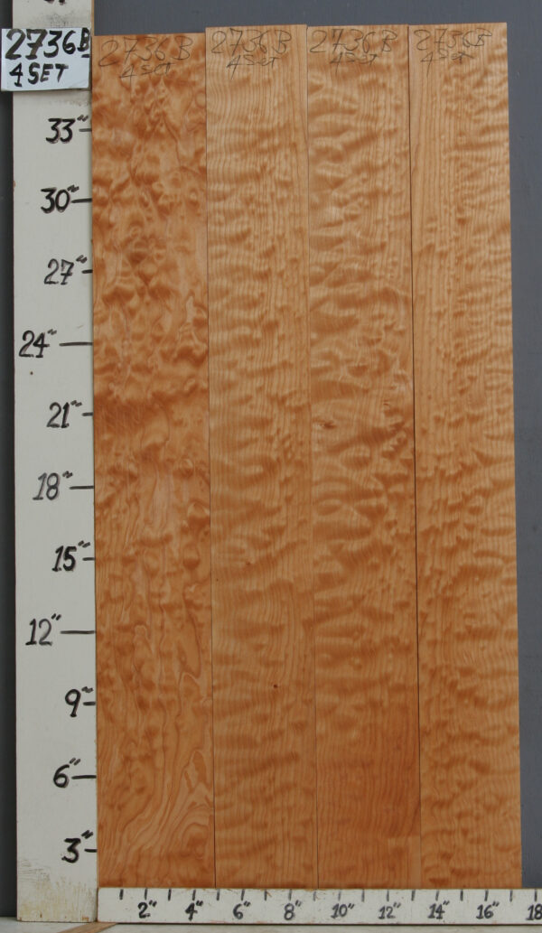 AAAAA QUILTED MAPLE 4 BOARD SET 17"1/4 XX 36" X 4/4 (NWTB2736)