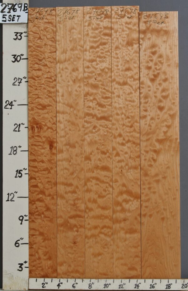 MUSICAL QUILTED MAPLE 5 BOARD SET 19"1/2 X 36" X 4/4 (NWTB2769)