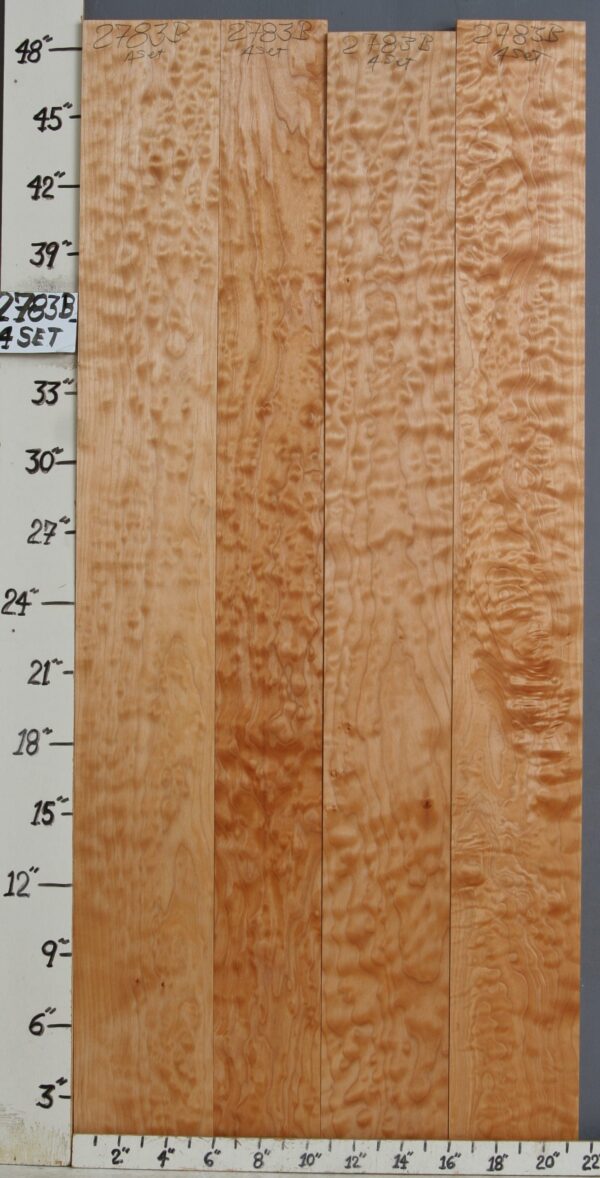 AAAA QUILTED MAPLE 4 BOARD SET 21"1/4 X 48" X 4/4 (NWTB2783)