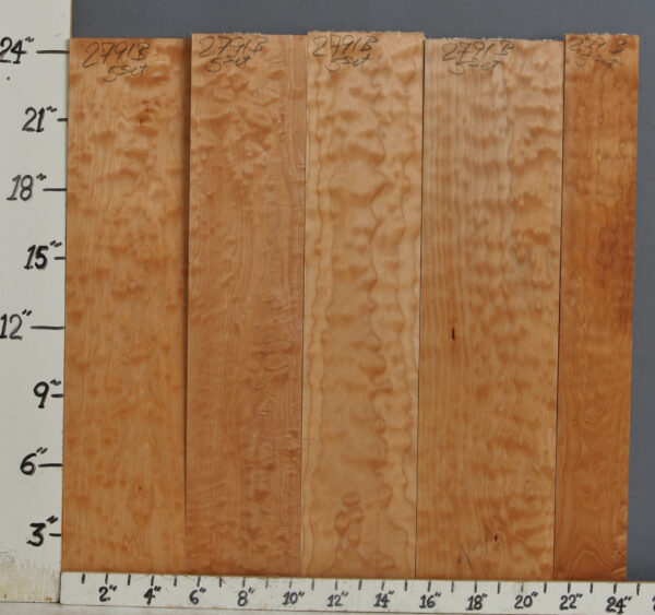 AAAA QUILTED MAPLE 5 BOARD SET 24"1/2 X 24" X 4/4 (NWTB2791)