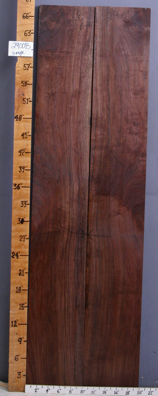 AAAAA CURLY MARBLED CLARO WALNUT BOOKMATCH 20" X 68" X 4/4 (NWTB2901)