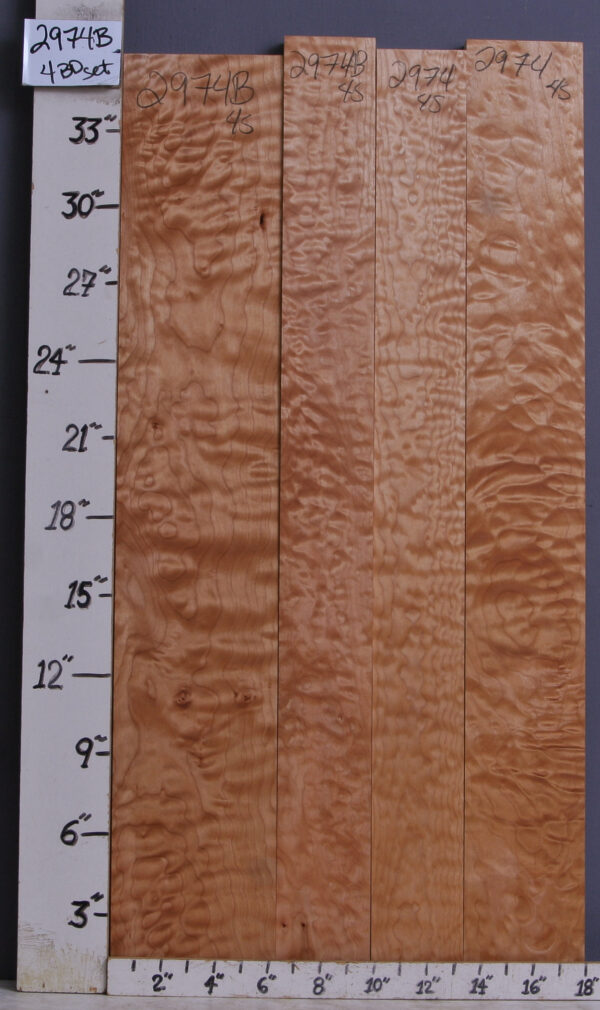 AAAAA QUILTED MAPLE 4 BOARD SET 17"3/4 X 36" X 4/4 (NWTB2974)