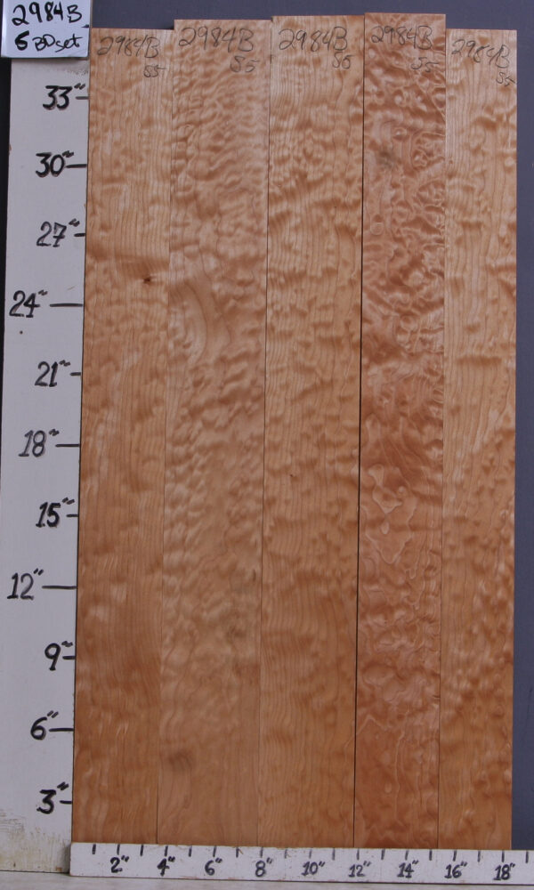 AAAAA QUILTED MAPLE 5 BOARD SET 18"1/4 X 36" X 4/4 (NWTB2984)