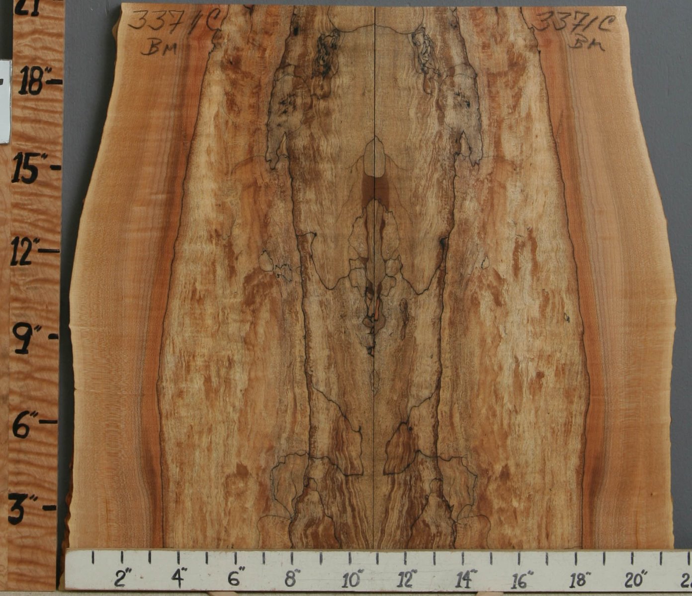 5A Spalted Curly Maple Microlumber Bookmatch with Live Edge 23 X 31 X 1/2  (NWT-7985C)