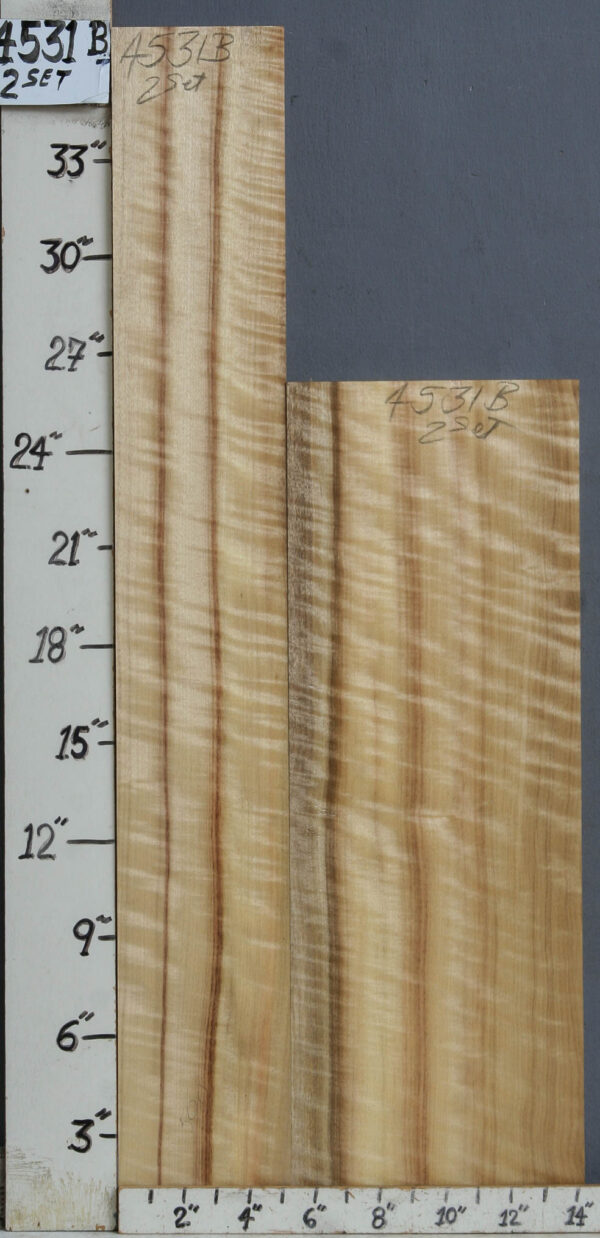 MUSICAL CURLY MYRTLEWOOD BACK AND SIDE 2 BOARD SET 14"1/4 X 37" X 7/8 (NWTB4531)