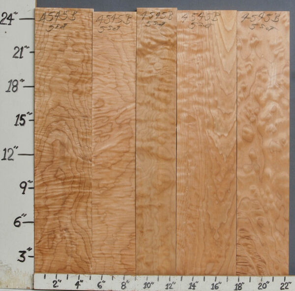 AAAAA QUILTED MAPLE 5 BOARD SET 22"1/4 X 24" X 4/4 (NWTB4545)