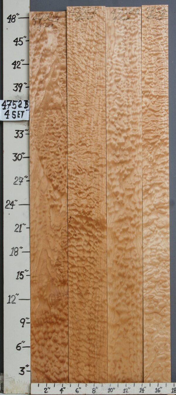 AAAAA QUILTED MAPLE 4 BOARD SET 17"1/2" X 48" X 4/4 (NWT-B4752)