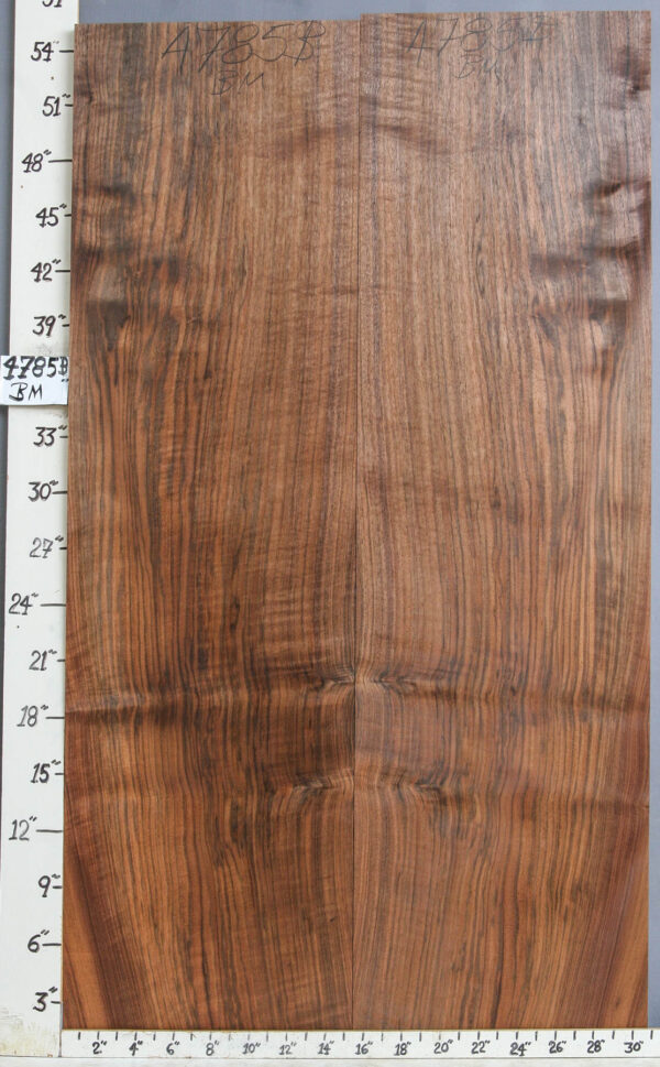 AAAAA CURLY MARBLED CLARO WALNUT BOOKMATCH 30"3/4 X 55" X 6/4 (NWT4785B)