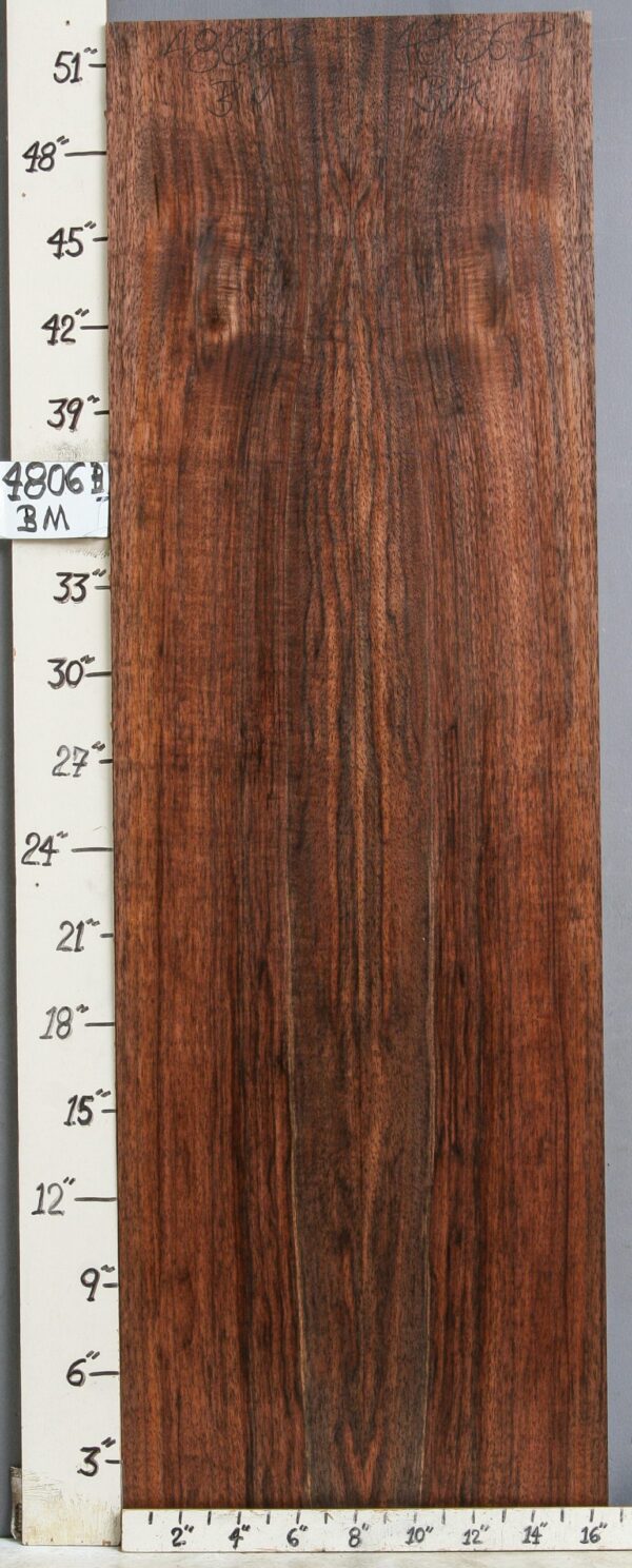 AAAAA CURLY MARBLED CLARO WALNUT BOOKMATCH 16"1/2 X 52" X 4/4 (NWT-B4806)