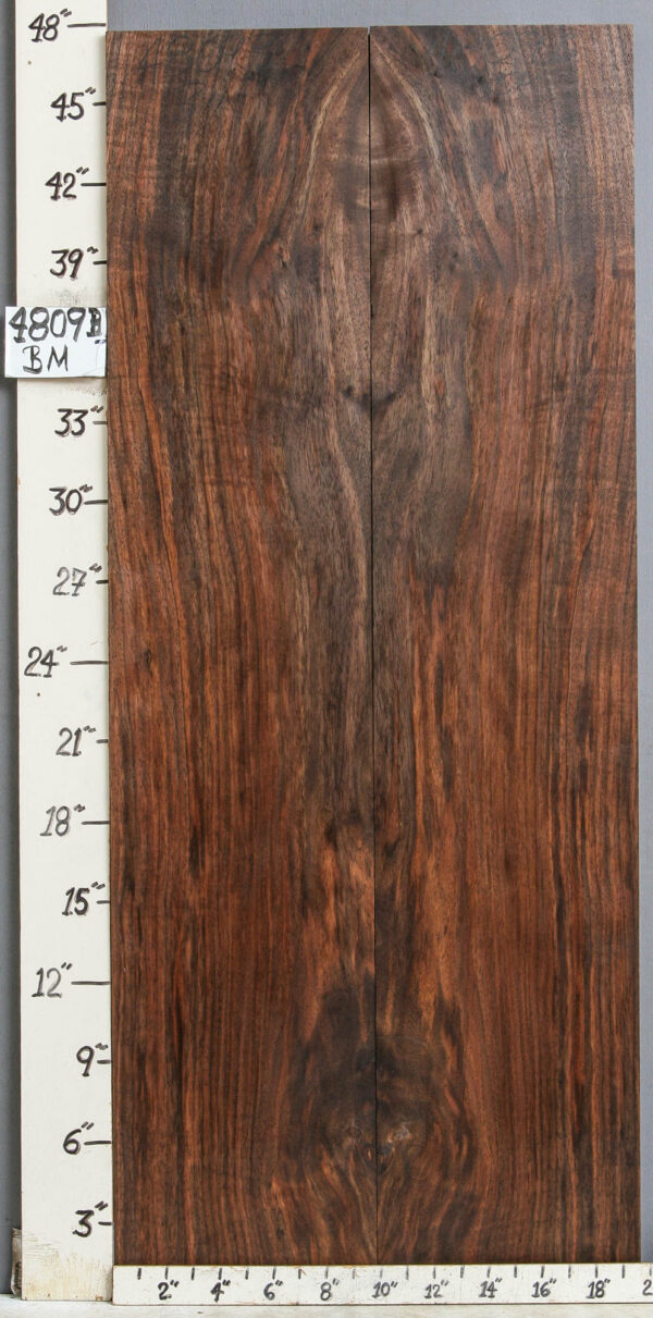 AAAAA CURLY MARBLED CLARO WALNUT BOOKMATCH 19"5/8 X 47" X 4/4 (NWT4809B)