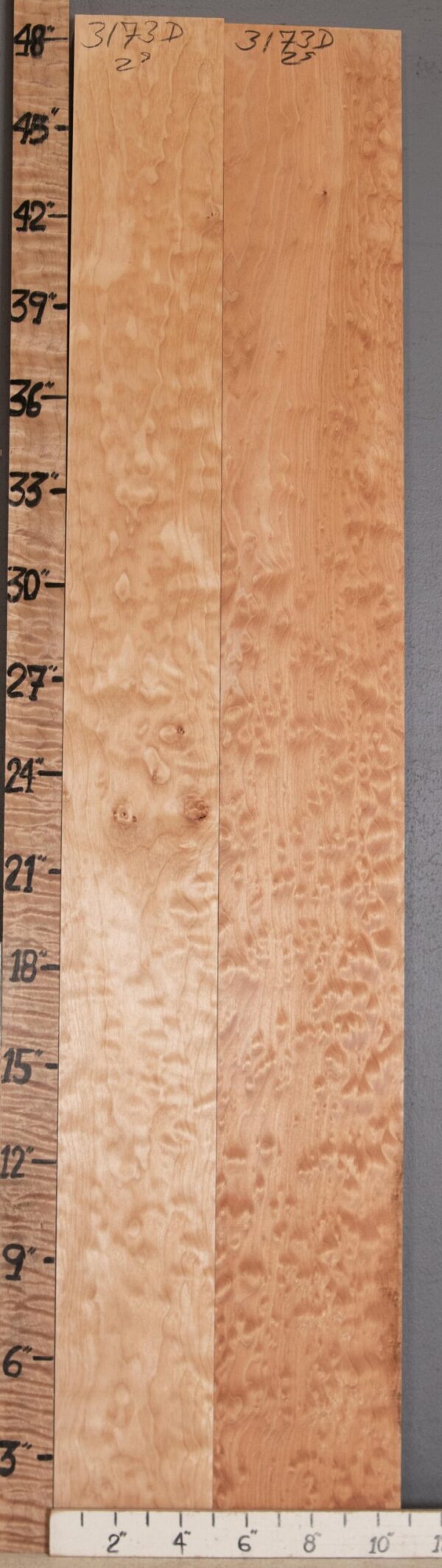 4A Quilted Maple 2 Board Set Lumber 10"1/2 X 48" X 4/4" (NWT-3173D)