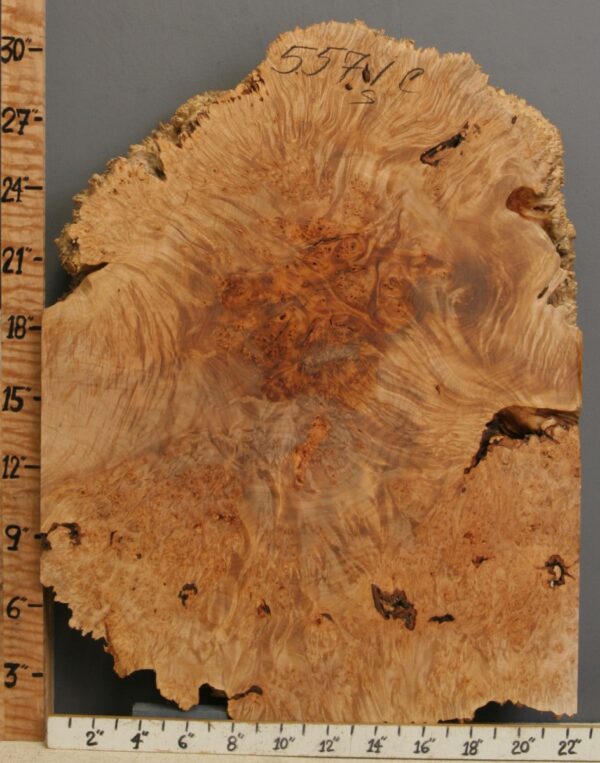 5A Burl Maple Lumber with Live Edge 23" X 30" X 3"1/2 (NWT-5571C) - Image 2