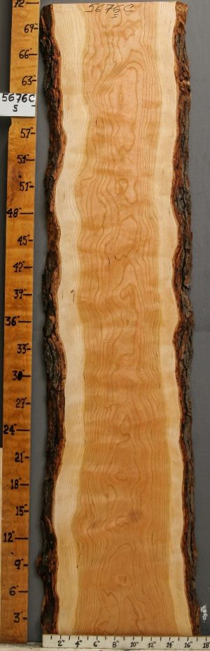 5A Curly Cherry Lumber with Live Edge 15" X 72" X 5/4 (NWT-5676C)