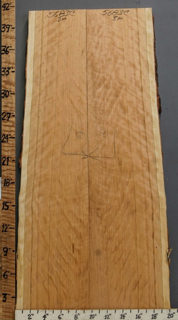 5A Curly Cherry Bookmatch with Live Edge 16"1/2 X 41" X 4/4 (NWT-5683C)