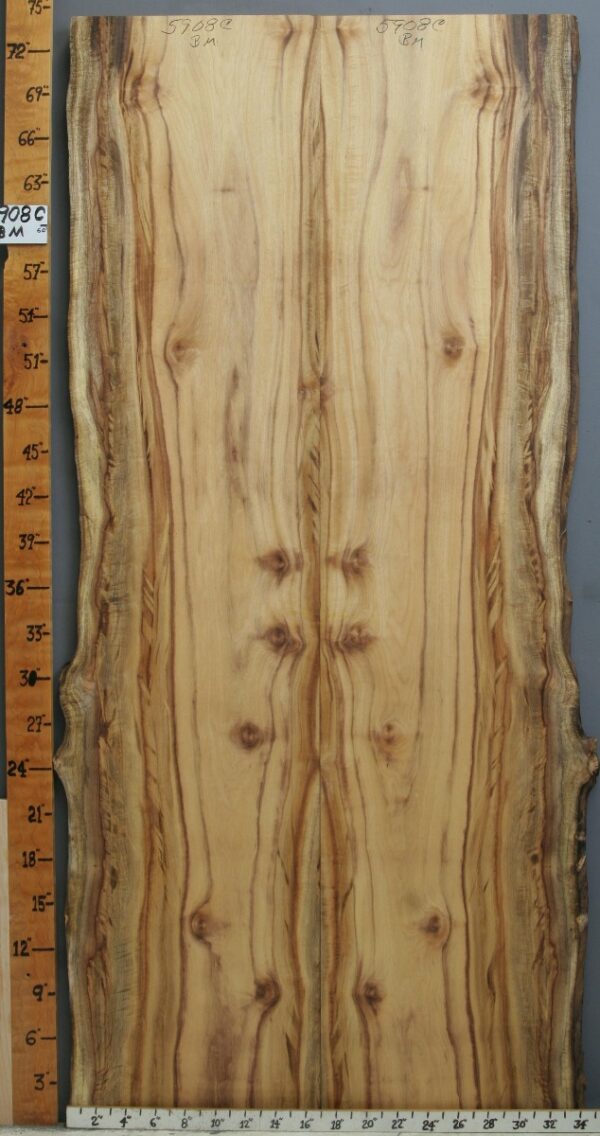 5A Striped Myrtlewood Bookmatch with Live Edge 34" X 74" X 5/4 (NWT-5908C)