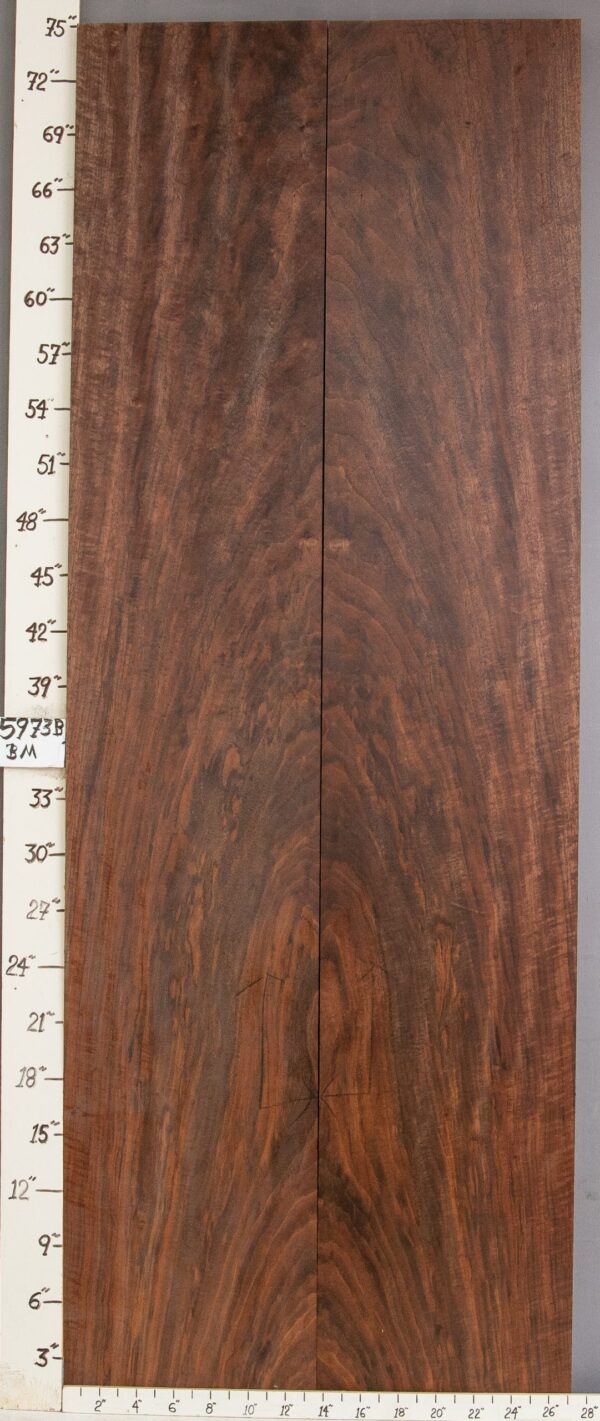 AAAAA MARBLED CLARO WALNUT BOOKMATCH 27"1/4 X 74"3/4 X 6/4 (NWT-5973B)