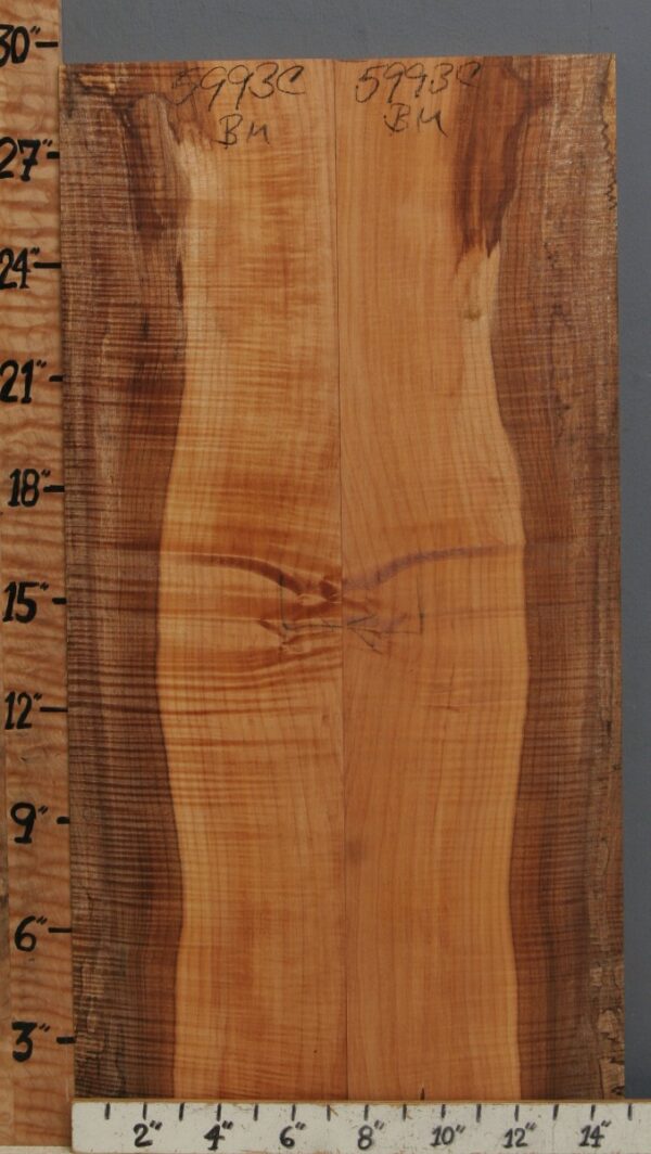 5A Frog Hair Spalted Curly Maple Bookmatch 14"3/4 X 29" X 4/4 (NWT-5993C)