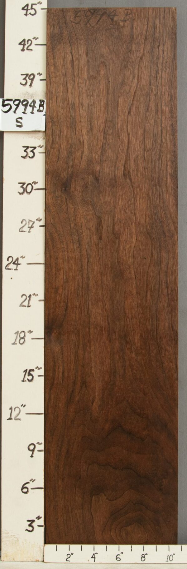 5A Marbled Claro Walnut Lumber 10"3/8 X 44" X 4/4 (NWT-5994B)