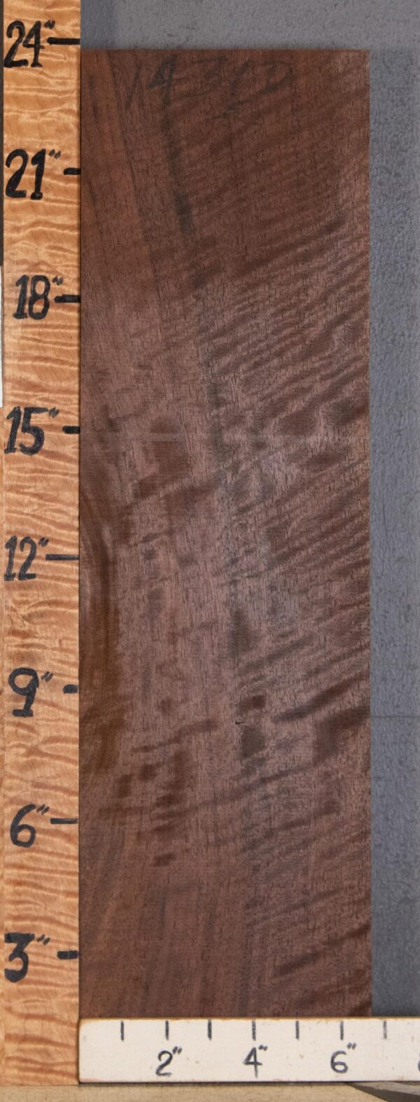 Musical Curly Marbled Claro Walnut Lumber 6"3/4 X 23" X 1"3/4 (NWT-1431D)