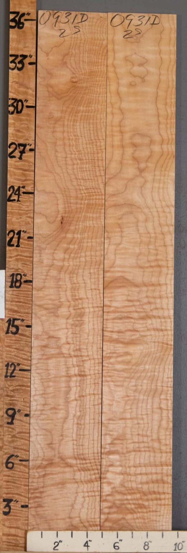 5A Curly Maple 2 Board Set 9"1/2 X 36" X 4/4" (NWT-0931D)