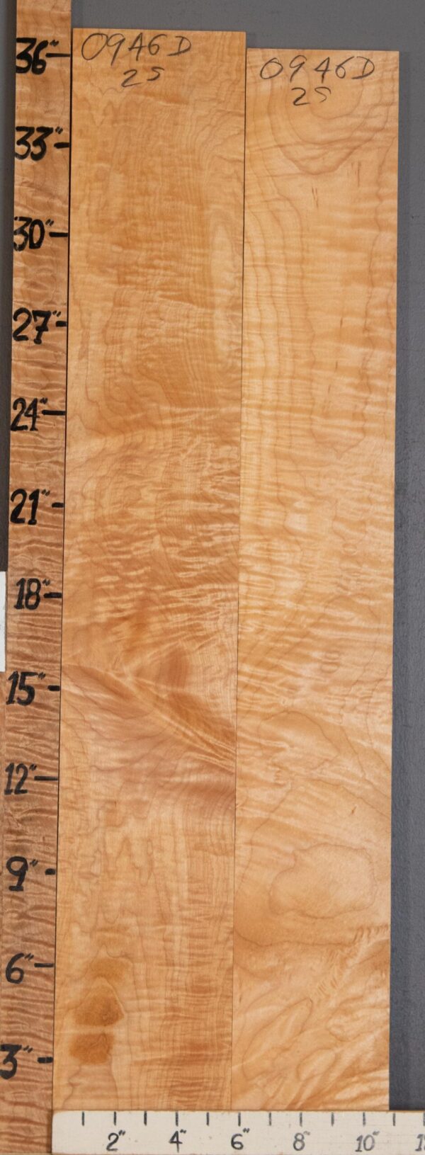 5A Curly Maple 2 Board Set 10"3/4 X 37" X 4/4" (NWT-0946D)