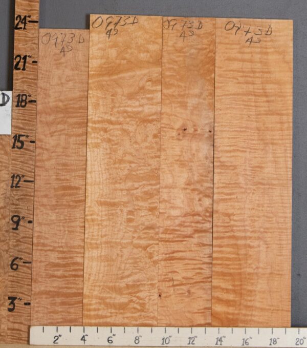 5A Curly Maple 4 Board Set 19"1/4 X 23" X 4/4" (NWT-0973D)