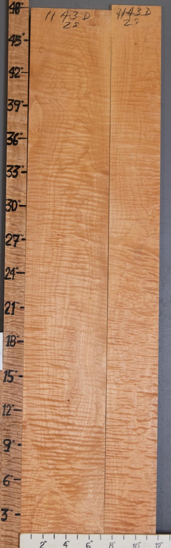 5A Curly Maple 2 Board Set 11"3/4 X 48" X 4/4" (NWT-1143D) - Image 2