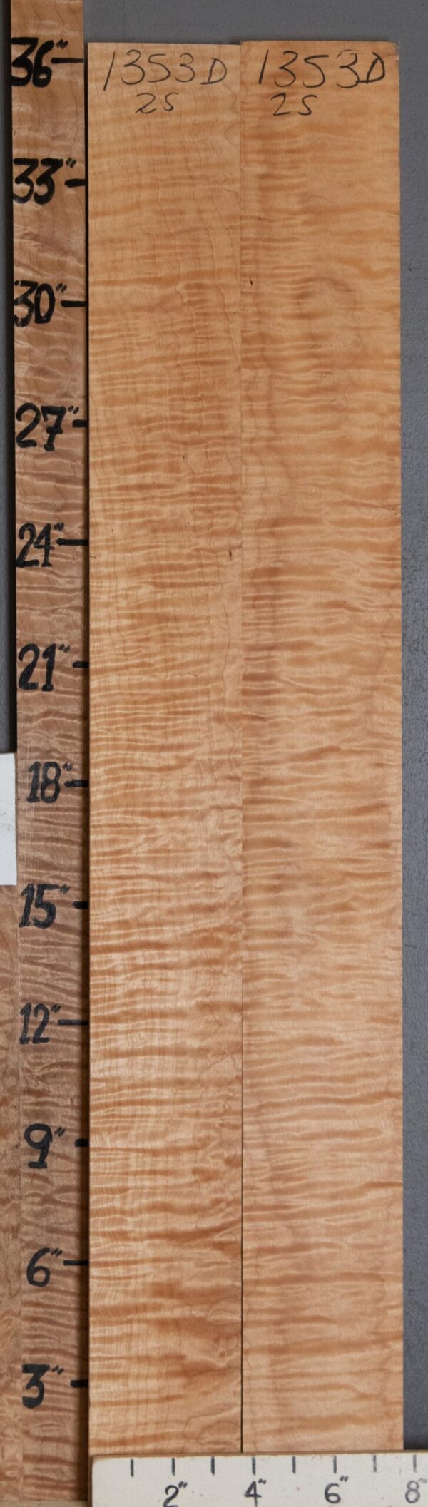 Musical Curly Maple 2 Board Set Lumber 7"3/4 X 36" X 3/4" (NWT-1353D)