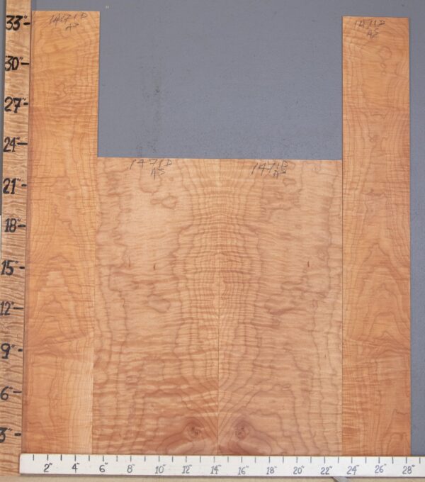 Musical Curly Maple 4 Board Set Lumber 28"1/2 X 34" X .130" Back Halves: 18"1/4 X 23" X .140 Side: 10" X 34" X .140" (NWT-1471D)